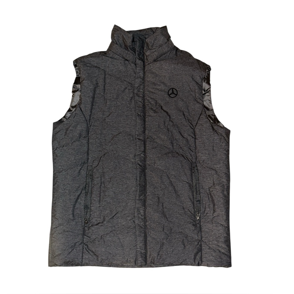 Mercedes-Benz Gray Logo Quilted Vest Men’s Size Medium Old Money Quiet Luxury